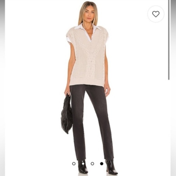 Pistola Revolve Kiran oversized sweater vest in ecru  color. Size Large. - Picture 2 of 9